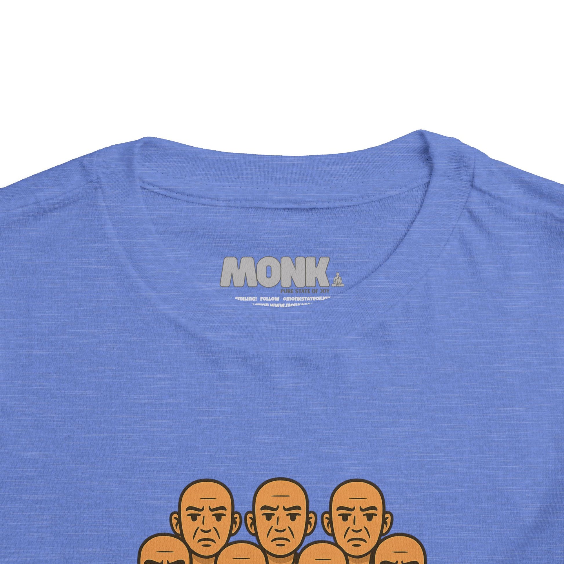 T-shirt Kid Comfortable Cotton MonkBe Yourself Collar Front View Heather Columbia Blue Color