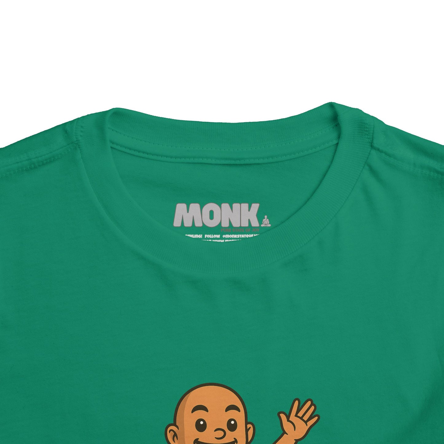 T-shirt Kid Breathable Cotton Monk Rolling Skateboard Front  Collar View Heather Kely Color