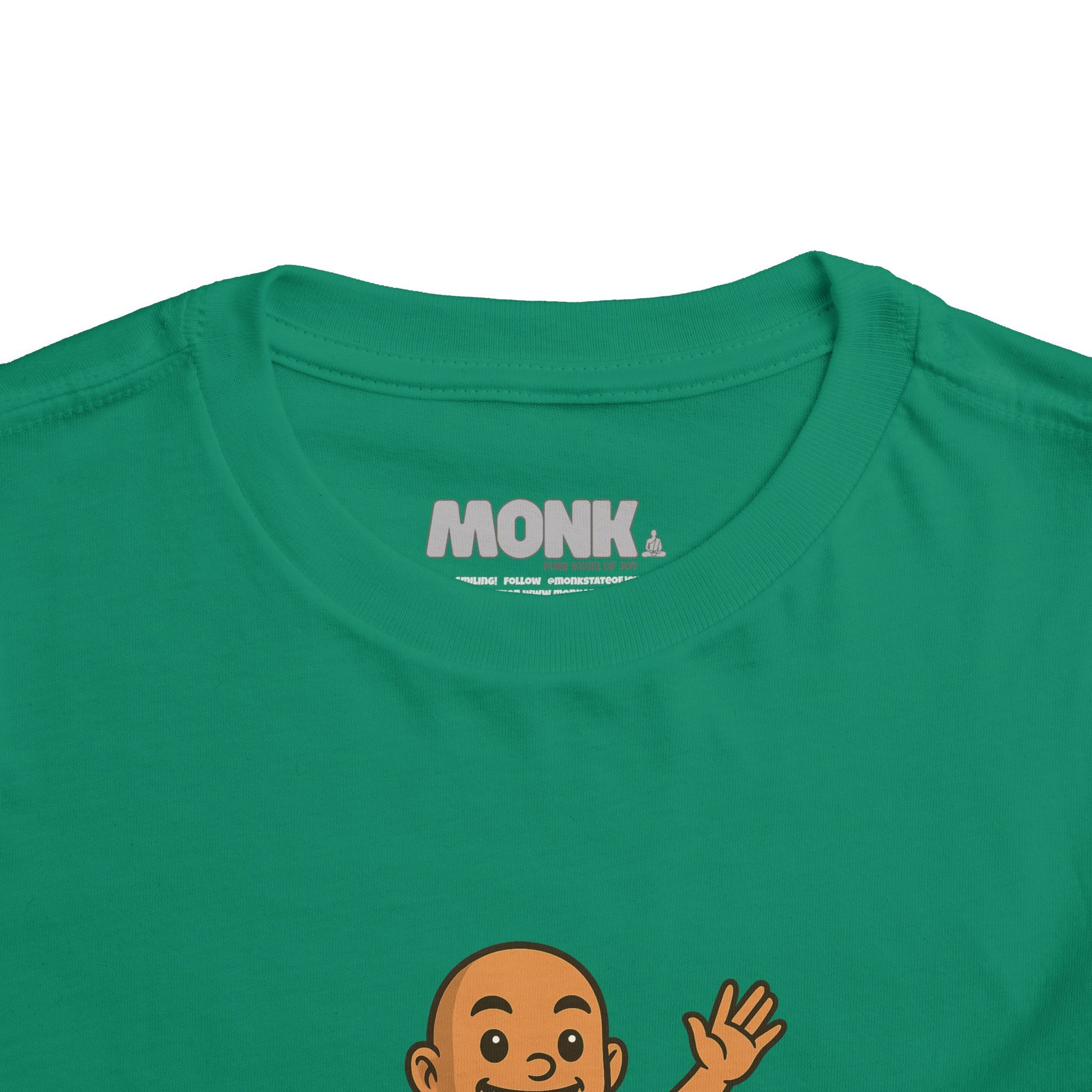 T-shirt Kid Breathable Cotton Monk Rolling Skateboard Front  Collar View Heather Kely Color