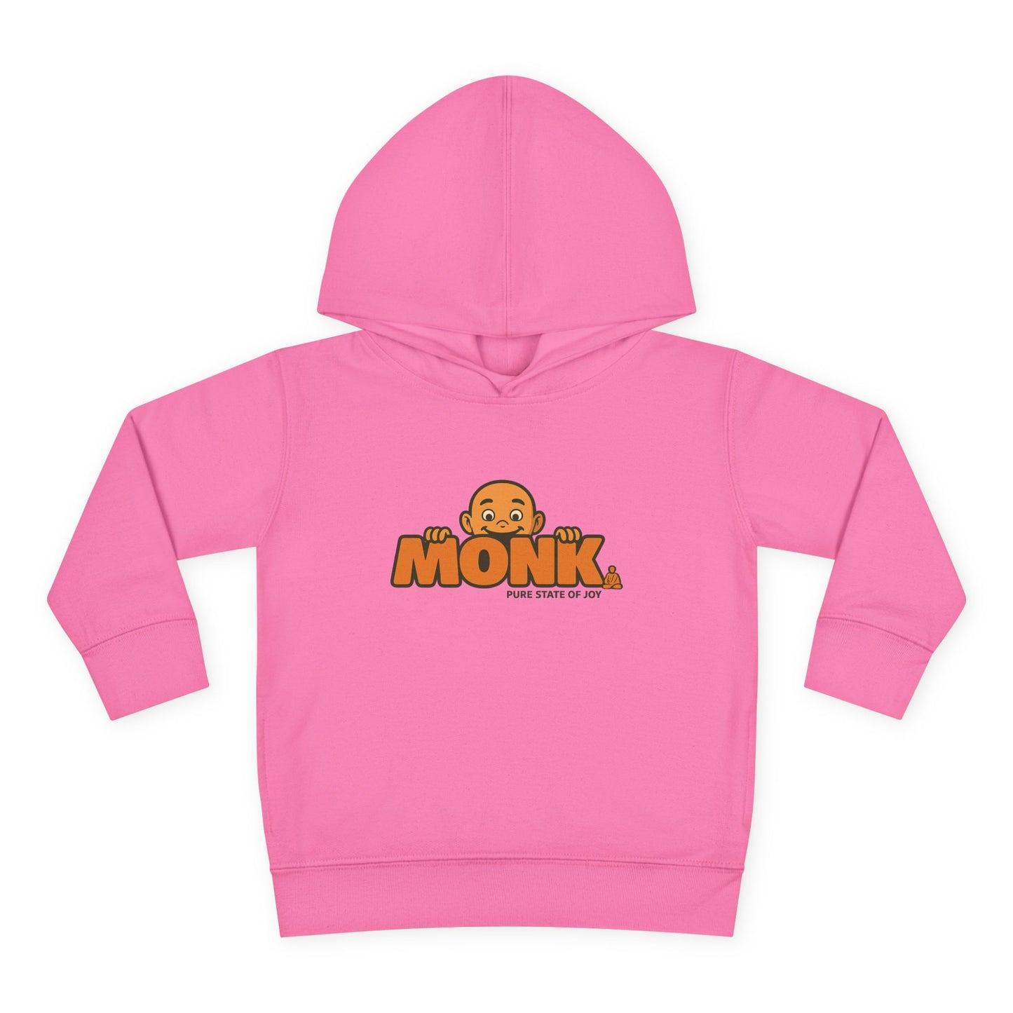 Kids Hoodie Warm Cotton Monk Hide and Seek Front View Heather Raspberry Color