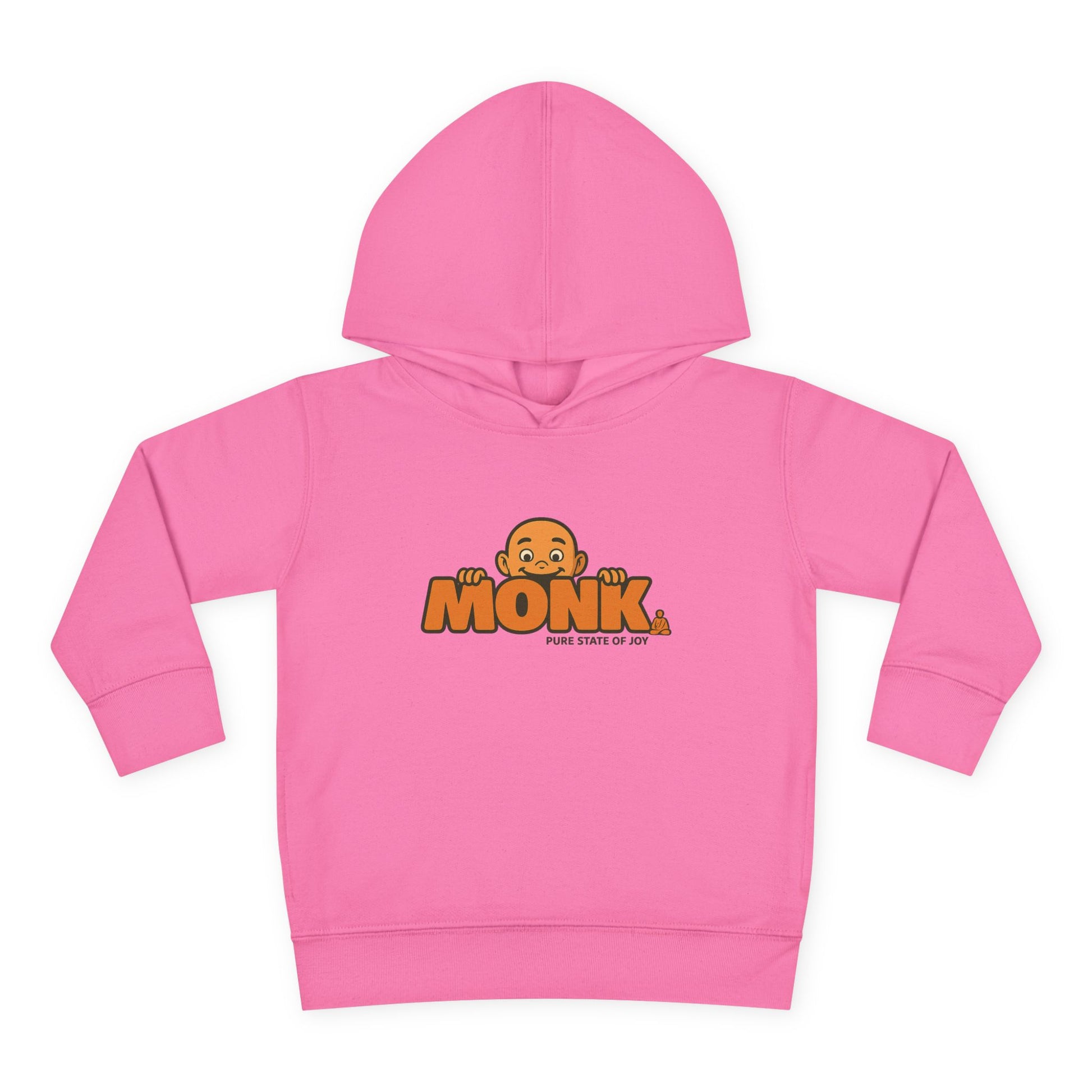 Kids Hoodie Warm Cotton Monk Hide and Seek Front View Heather Raspberry Color