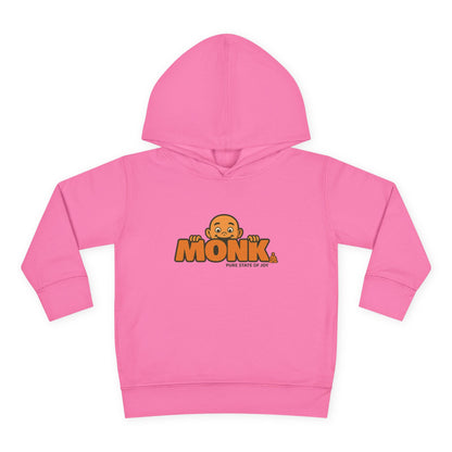 Kids Hoodie Warm Cotton Monk Hide and Seek Front View Heather Raspberry Color