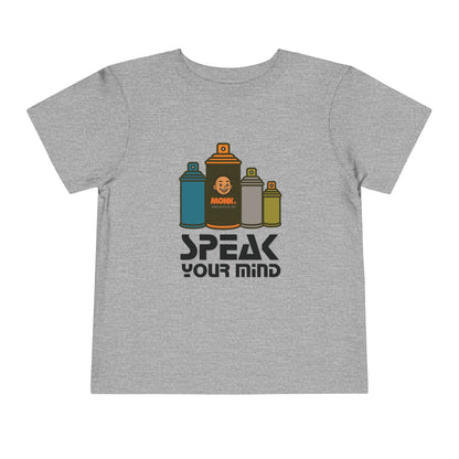 T-shirt Kid Breathable Cotton Monk Speak Loud Front View Athletic Heather Color