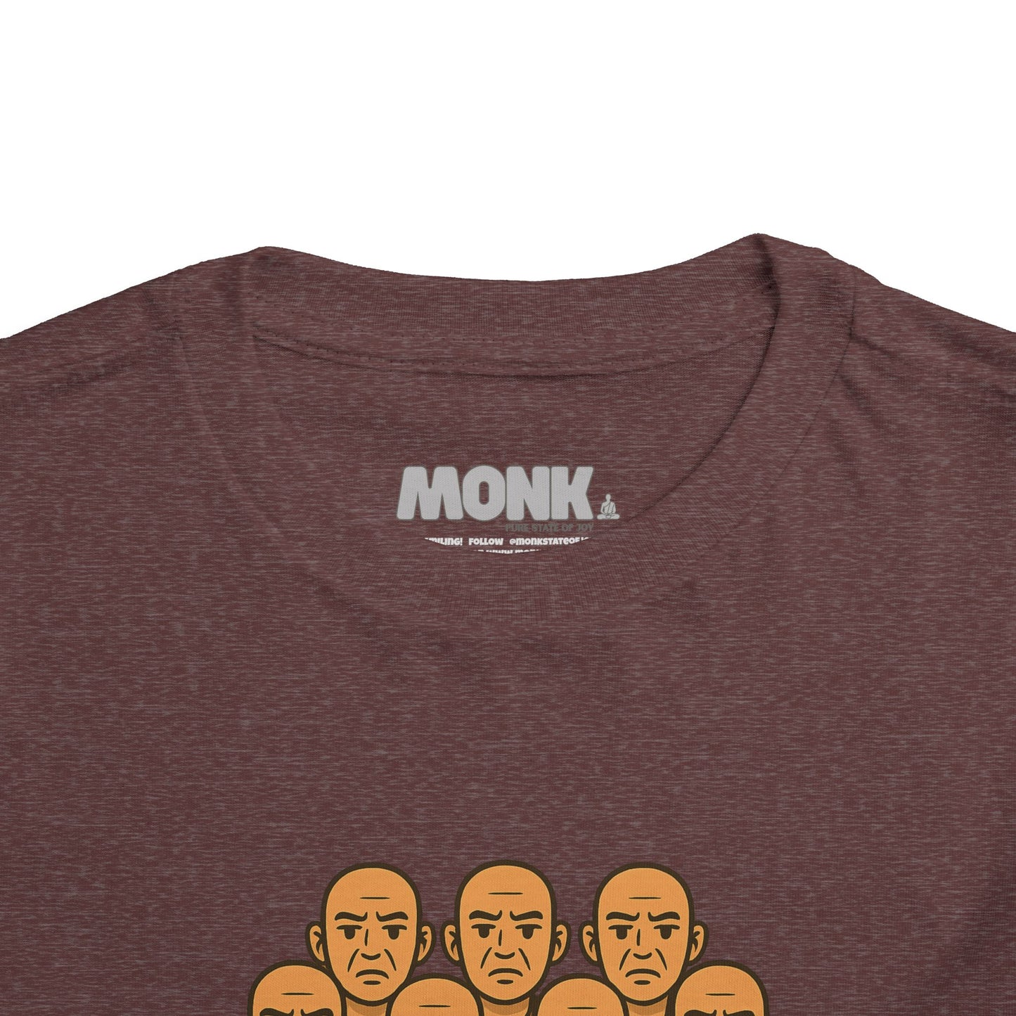 T-shirt Kid Comfortable Cotton Monk Be Yourself Collar Front View Heather Maroon Color