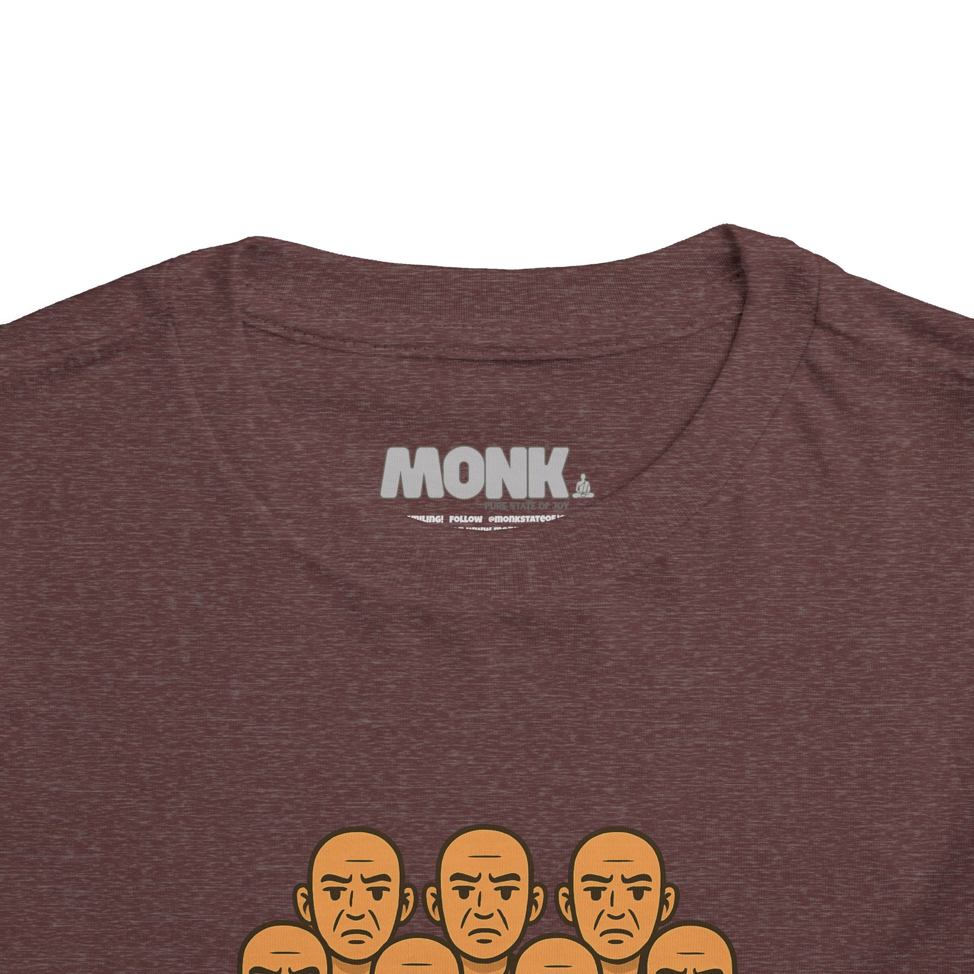 T-shirt Kid Comfortable Cotton Monk Be Yourself Collar Front View Heather Maroon Color