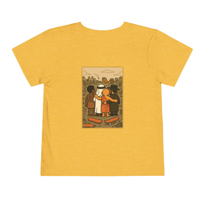 United For Gaza Skateboarding T-Shirt 100% Cotton Kid Back View Yellow Color