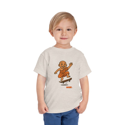 T-shirt Kid Breathable Cotton Monk Rolling Skateboard Boy Front View Heather Dust Color