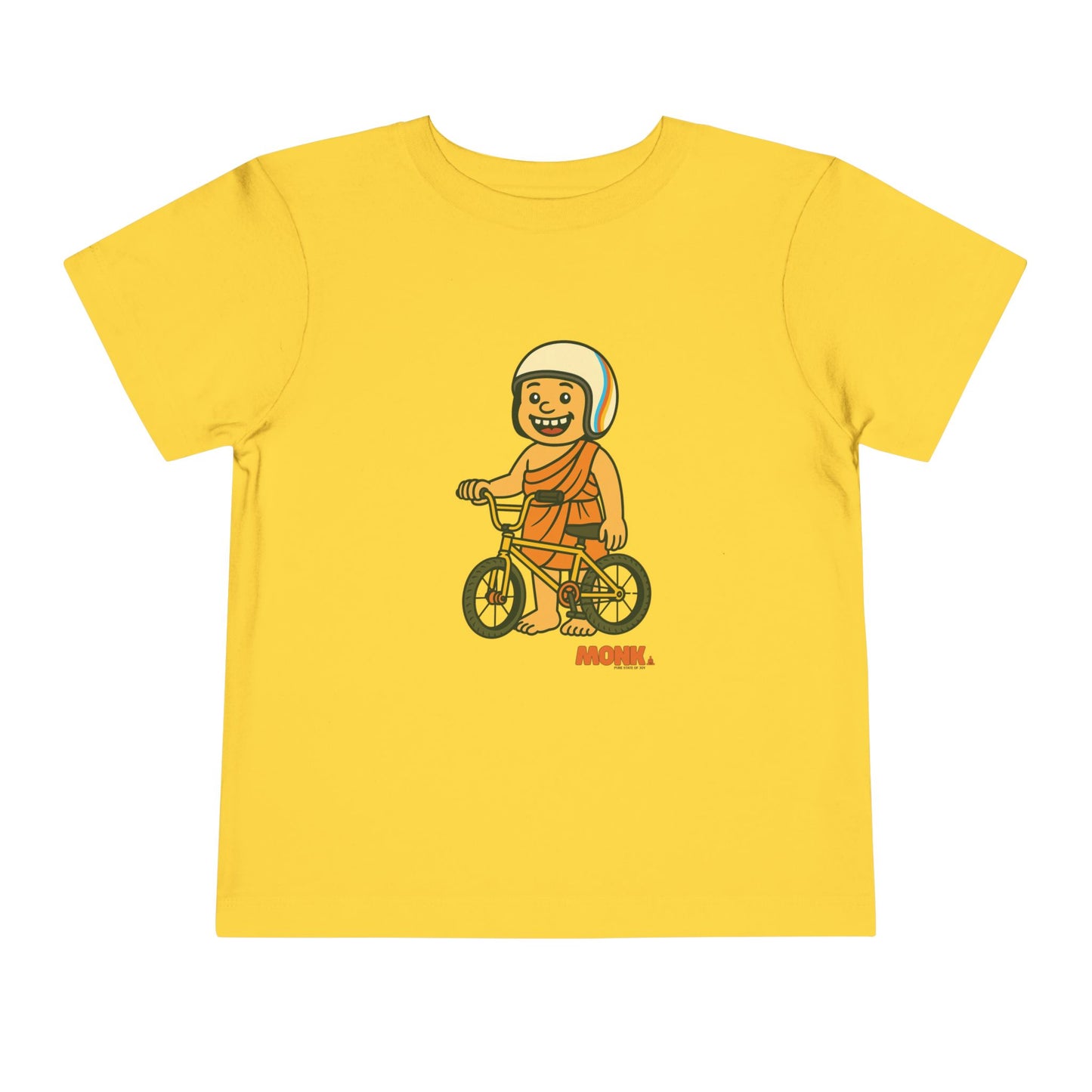 T-shirt Kid Comfortable Cotton Monk Easy Rider Front View Yellow Color