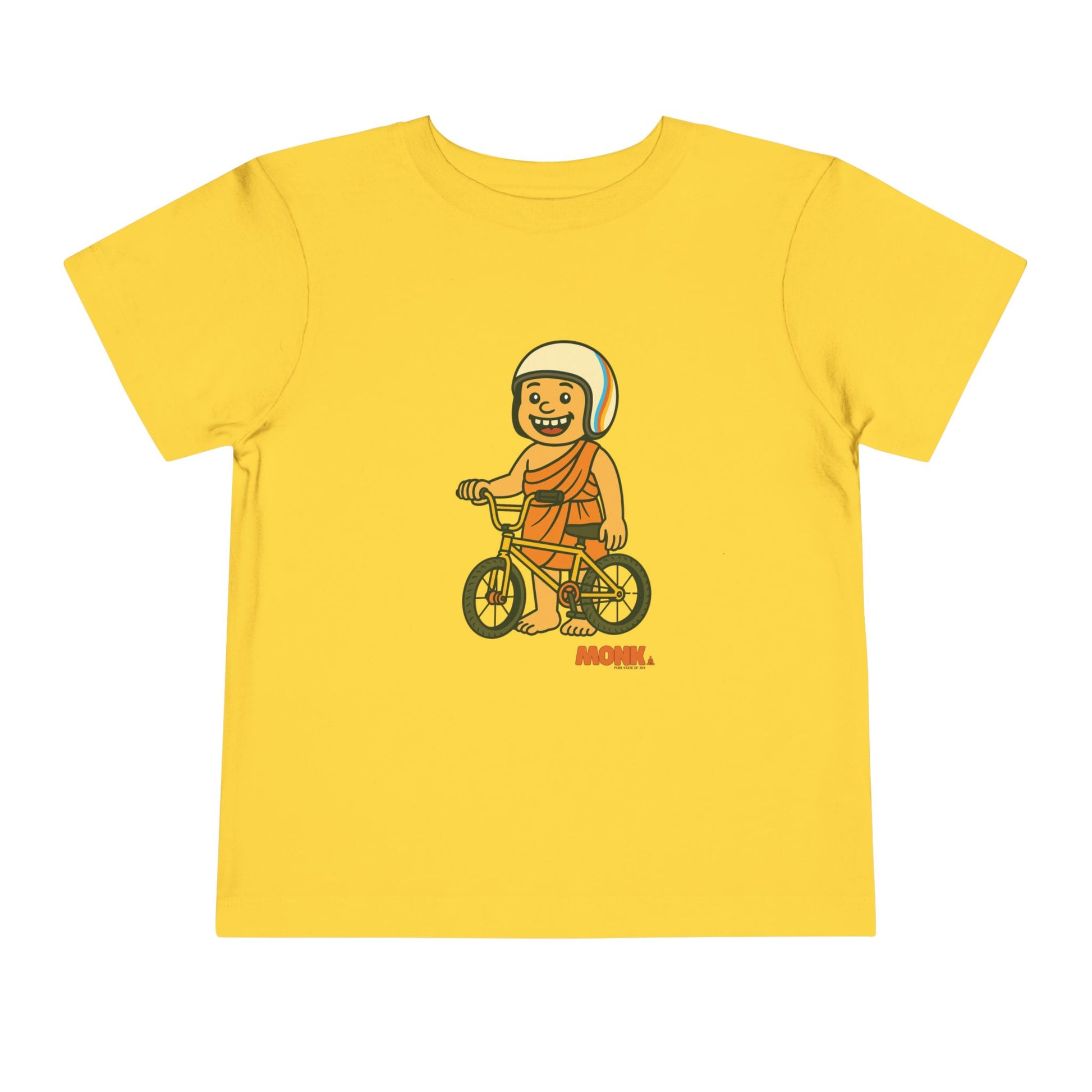 T-shirt Kid Comfortable Cotton Monk Easy Rider Front View Yellow Color