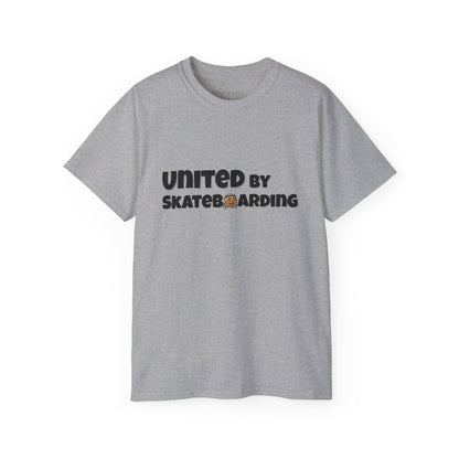 Help Gaza Skateboarding Adult 100% Cotton T-shirt Monk Front View Grey Color