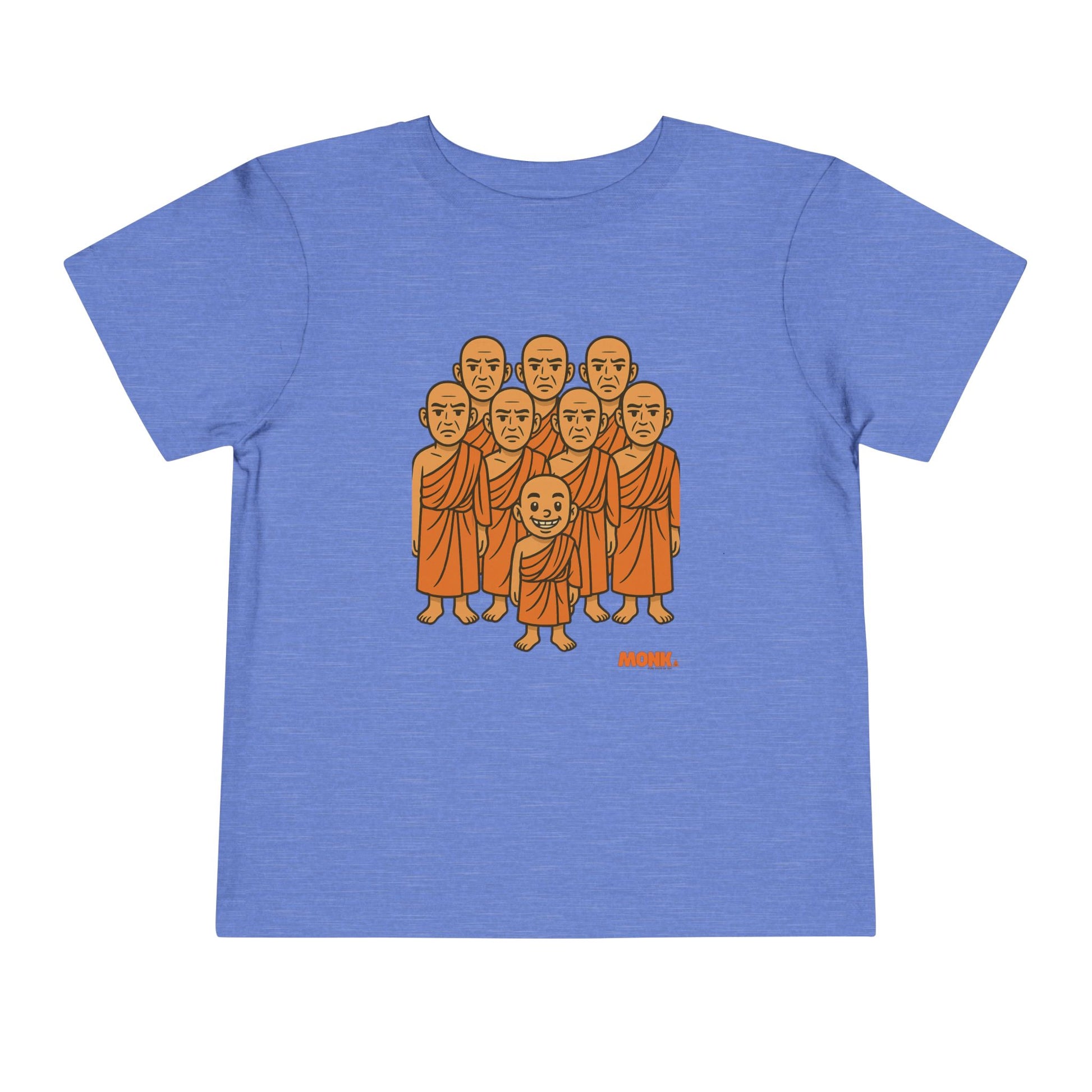 T-shirt Kid Comfortable Cotton Monk Be Yourself Front View Heather Columbia Blue Color