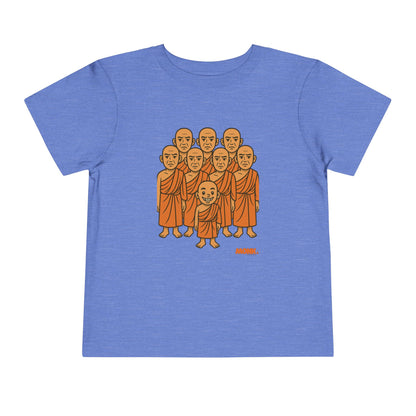 T-shirt Kid Comfortable Cotton Monk Be Yourself Front View Heather Columbia Blue Color