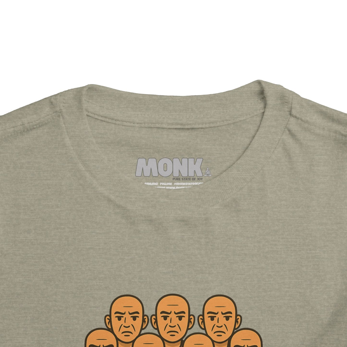 T-shirt Kid Comfortable Cotton Monk Be Yourself Collar Front View Heather Stone Color