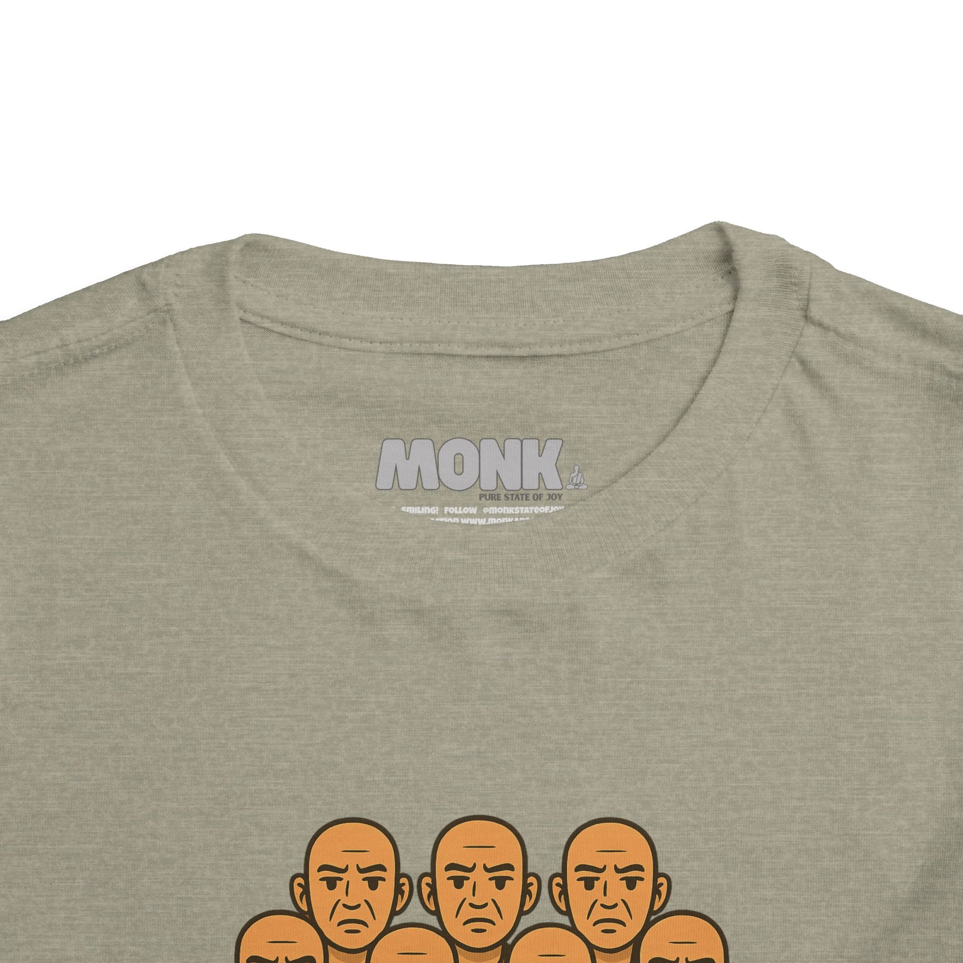 T-shirt Kid Comfortable Cotton Monk Be Yourself Collar Front View Heather Stone Color