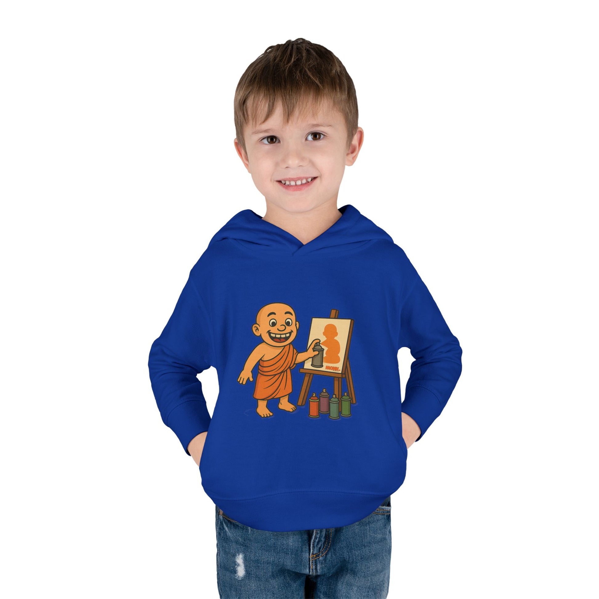 Kids Hoodie Warm Cotton Monk Hide and Seek Boy Front View True Royal Blue Color
