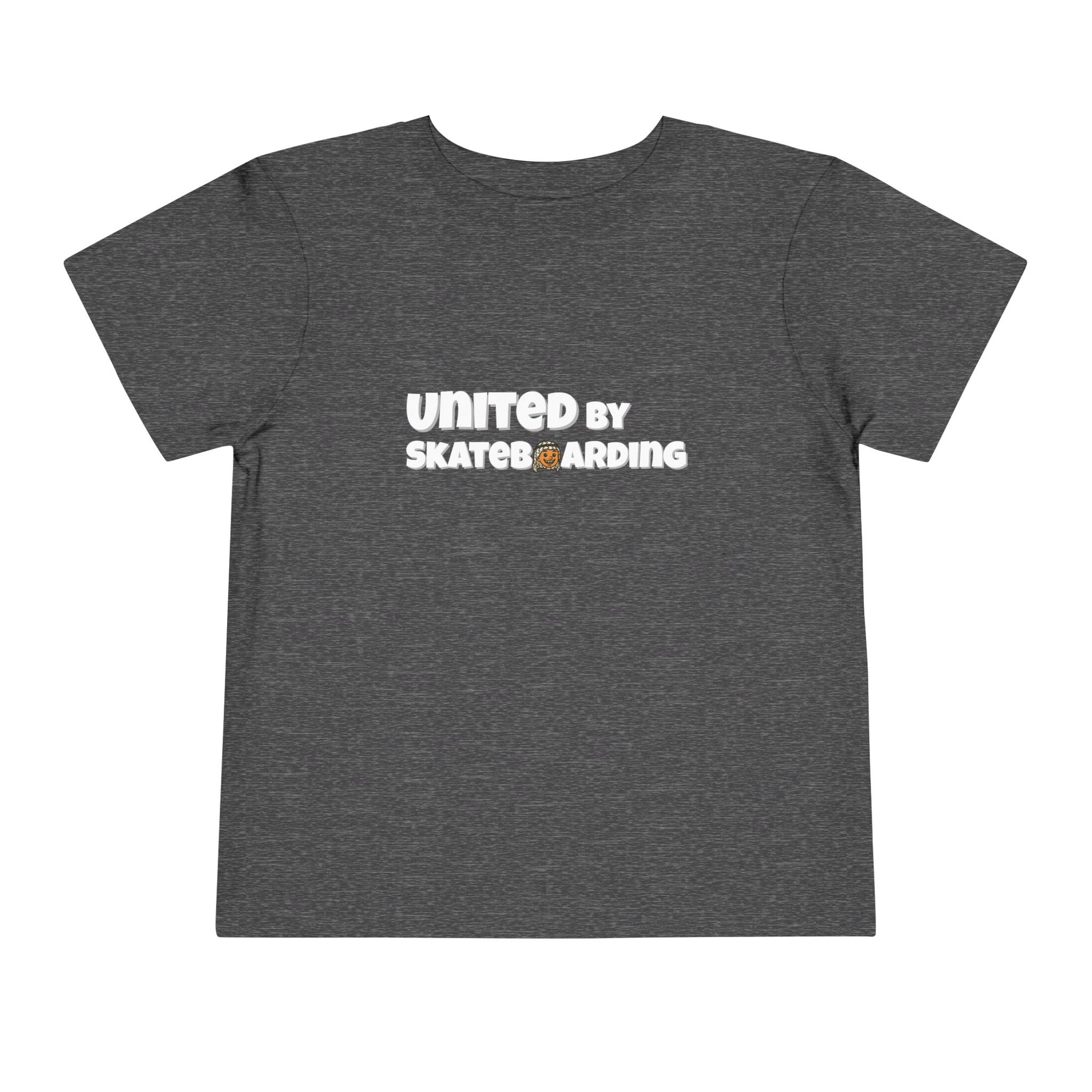 United For Gaza Skateboarding T-Shirt 100% Cotton Kid Front View Grey Color