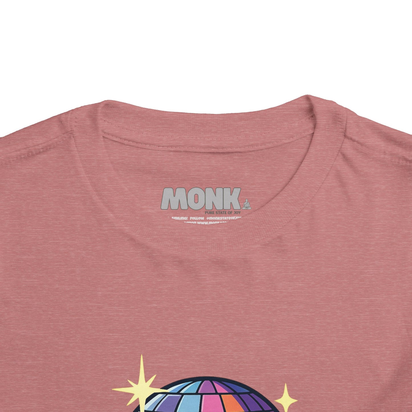 T-shirt Kid Cotton Monk Disco Collar Front View Heather Mauve Color