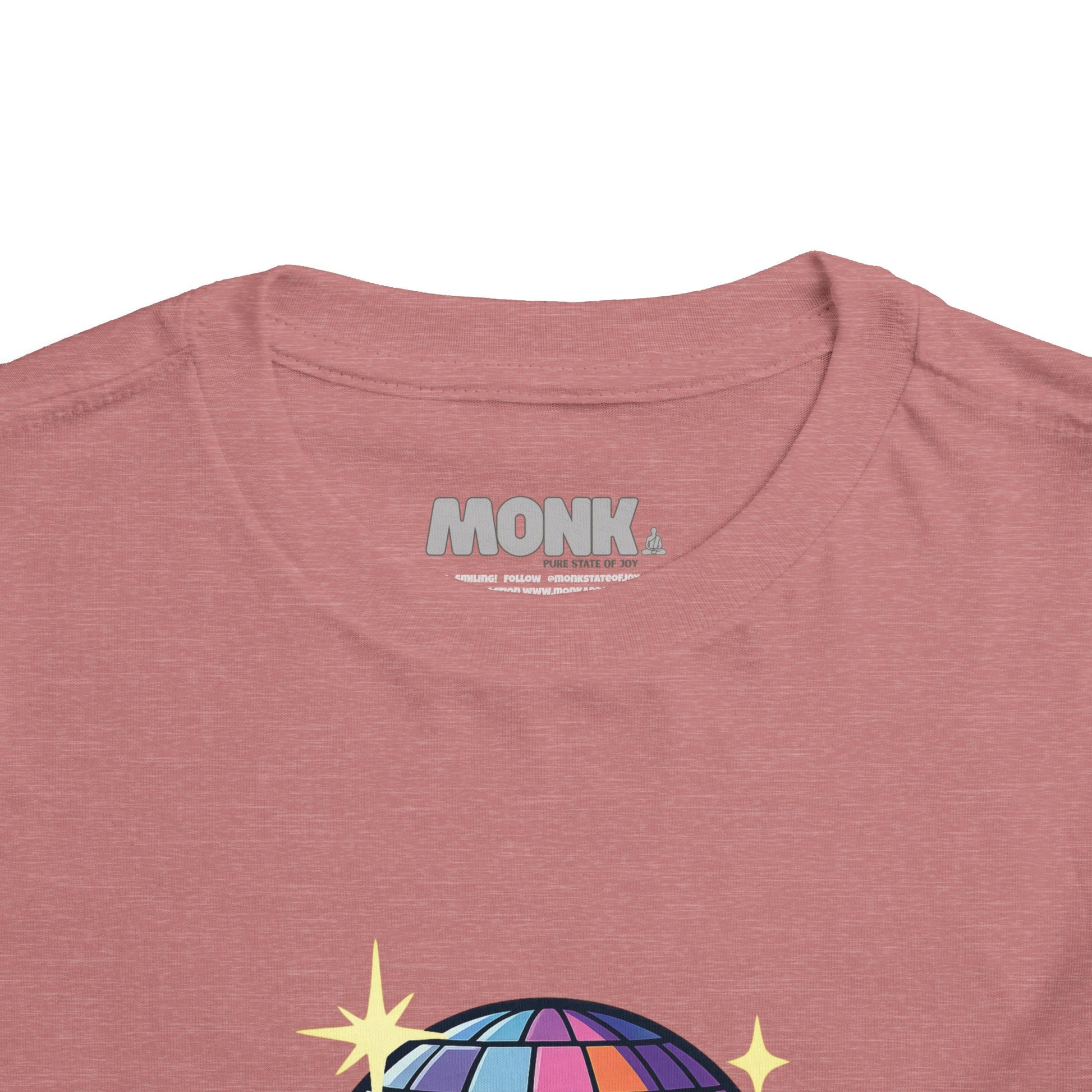 T-shirt Kid Cotton Monk Disco Collar Front View Heather Mauve Color