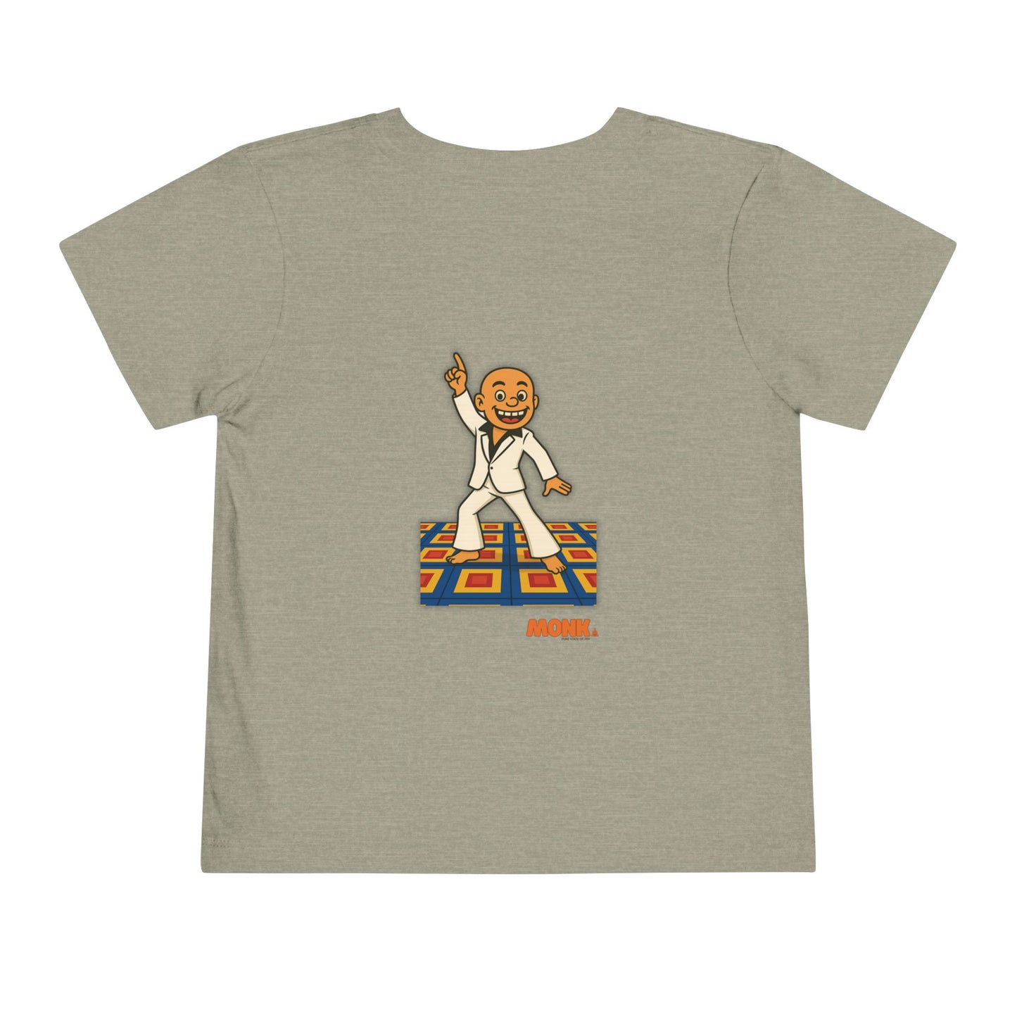 T-shirt Kid Cotton Monk Disco Back View Heather Stone Color