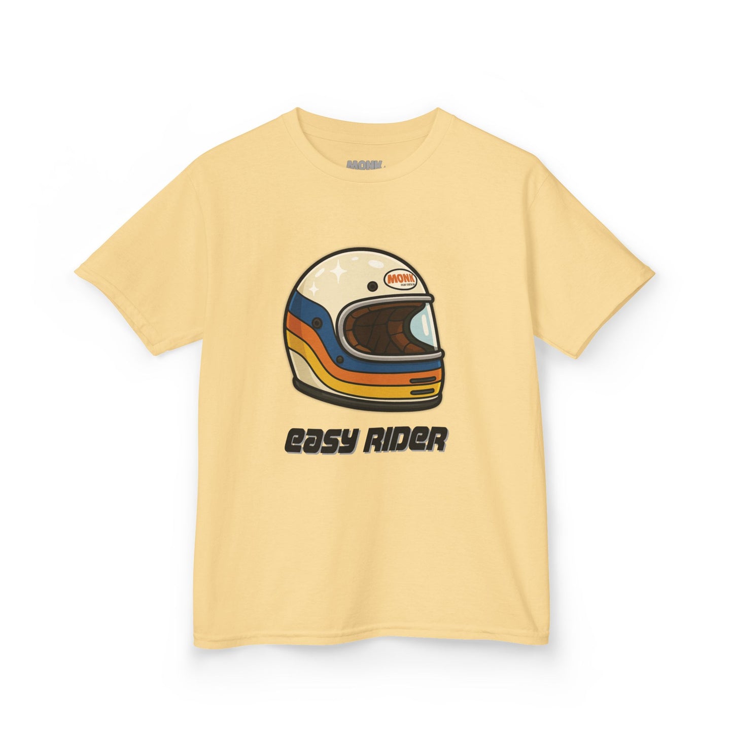 T-shirt Youth 100% Cotton Live To Ride  Monk Front View Yellow Haze Color 