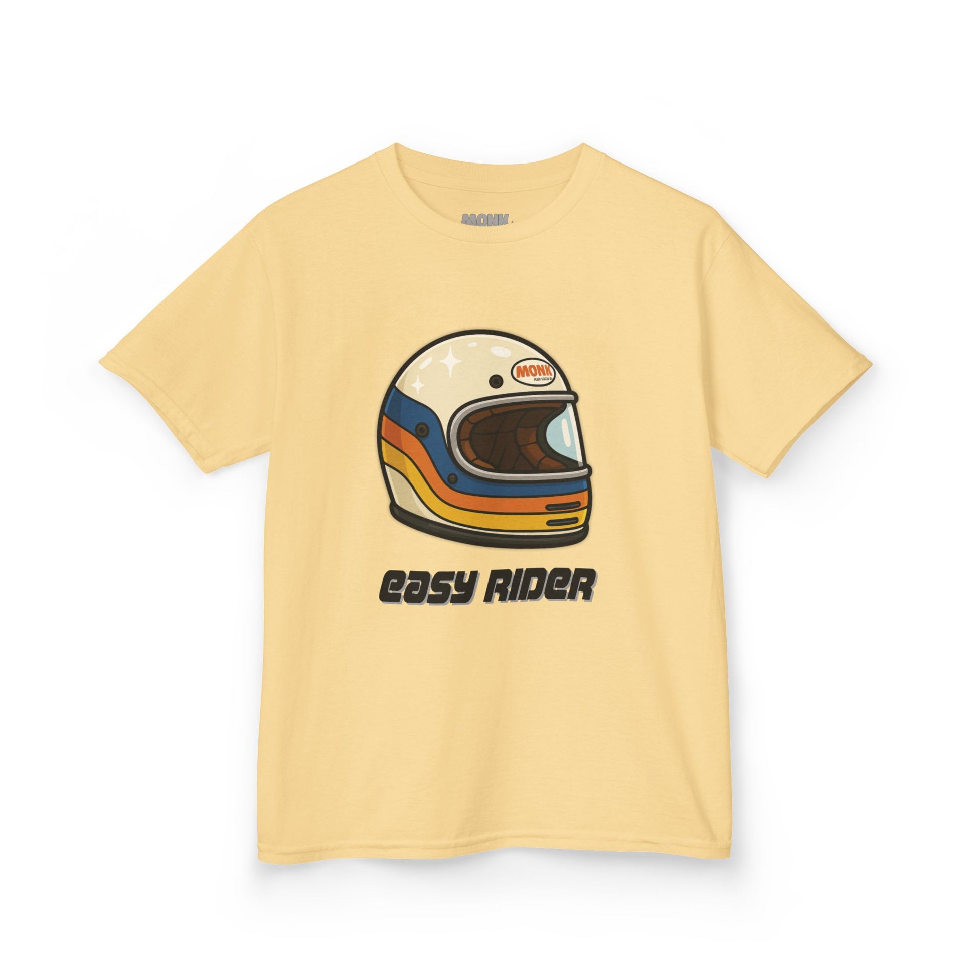 T-shirt Youth 100% Cotton Live To Ride  Monk Front View Yellow Haze Color 