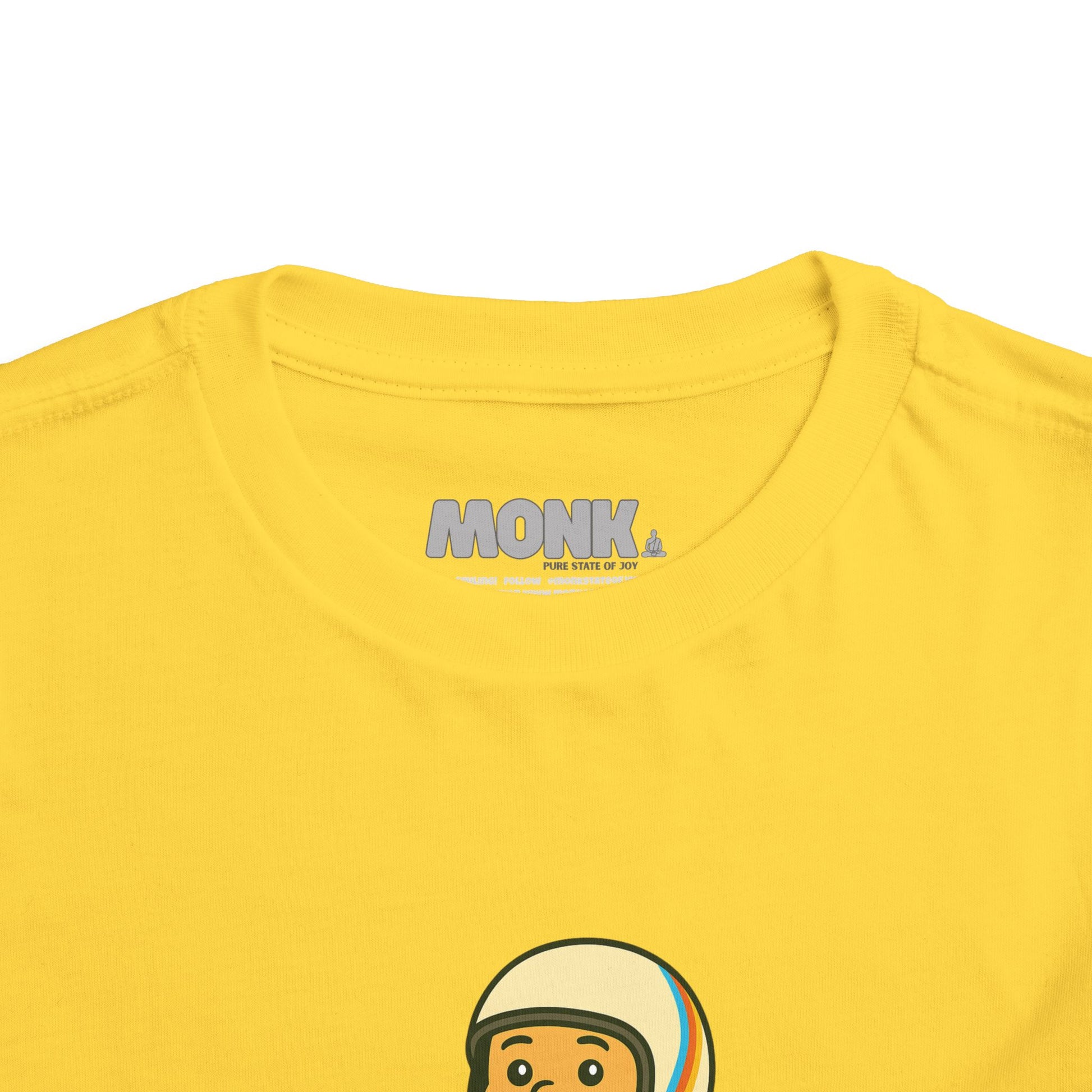 T-shirt Kid Comfortable Cotton Monk Easy Rider Collar Front View Yellow Color