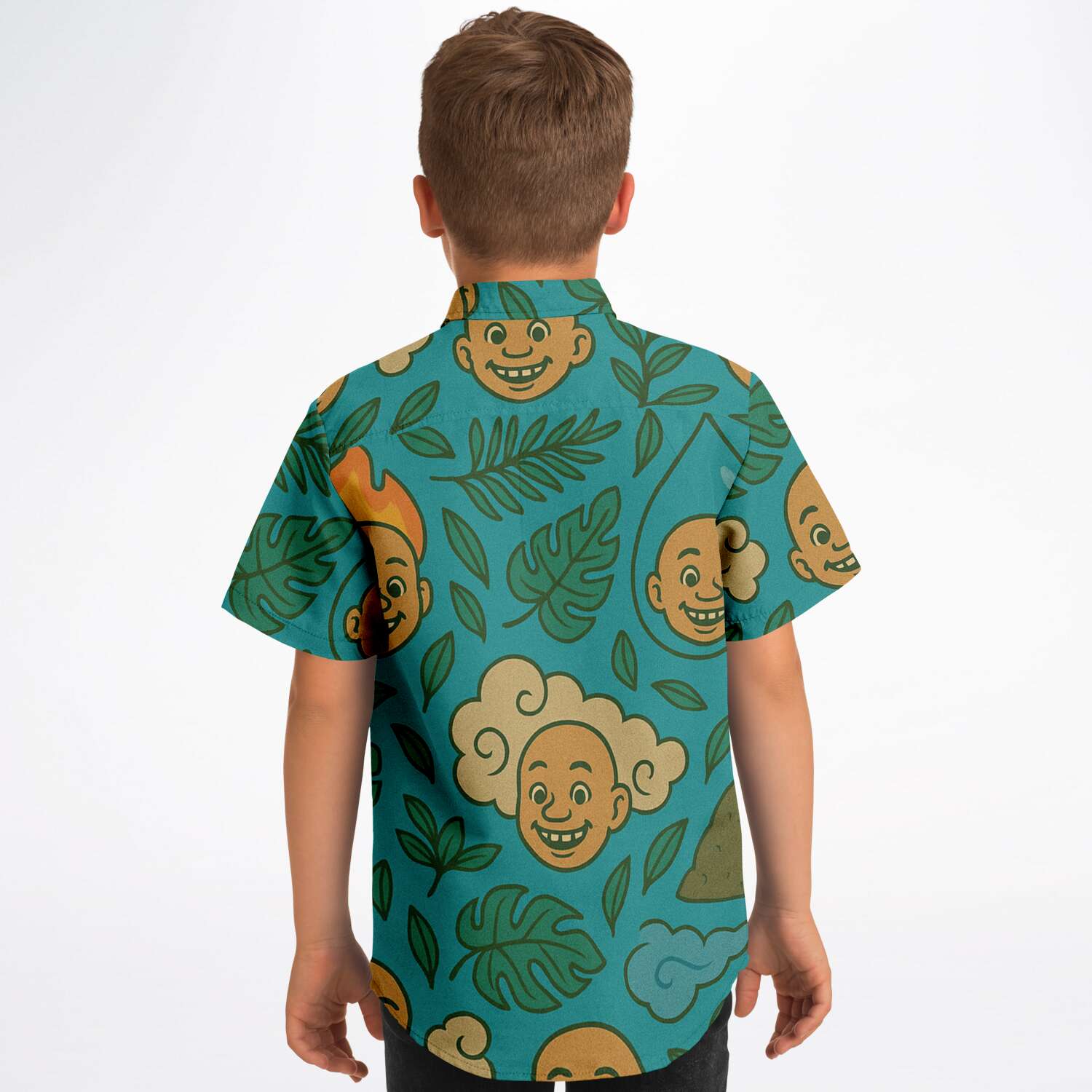 Kid and Youth Hawaiian Shirt Summer 5 Elements Monk Boy Back View
