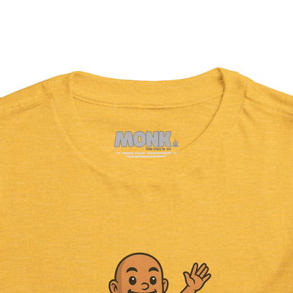 T-shirt Kid Breathable Cotton Monk Rolling Skateboard Collar Front View Heather Yellow Gold Color