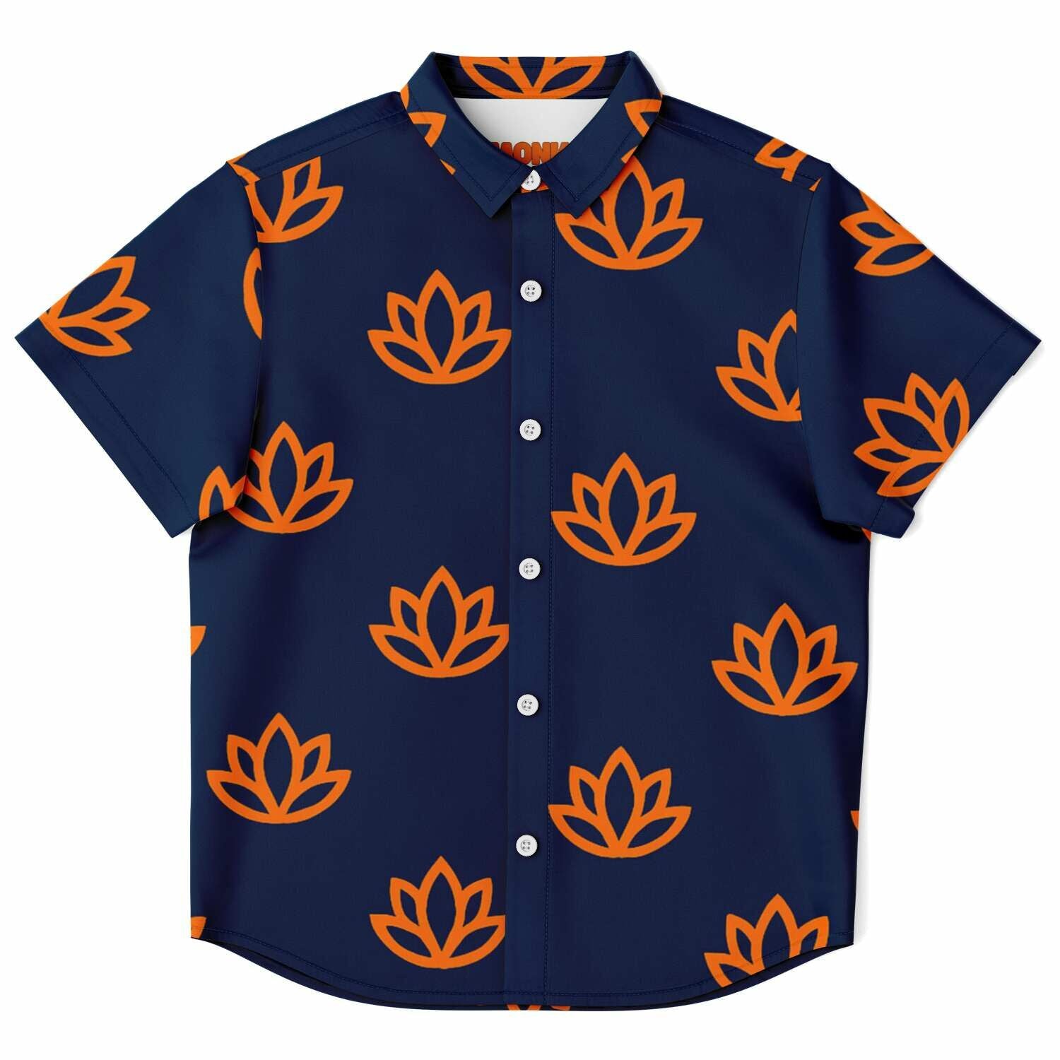 Kids and Youth Hawaiian Shirt Lotus Flower Front View