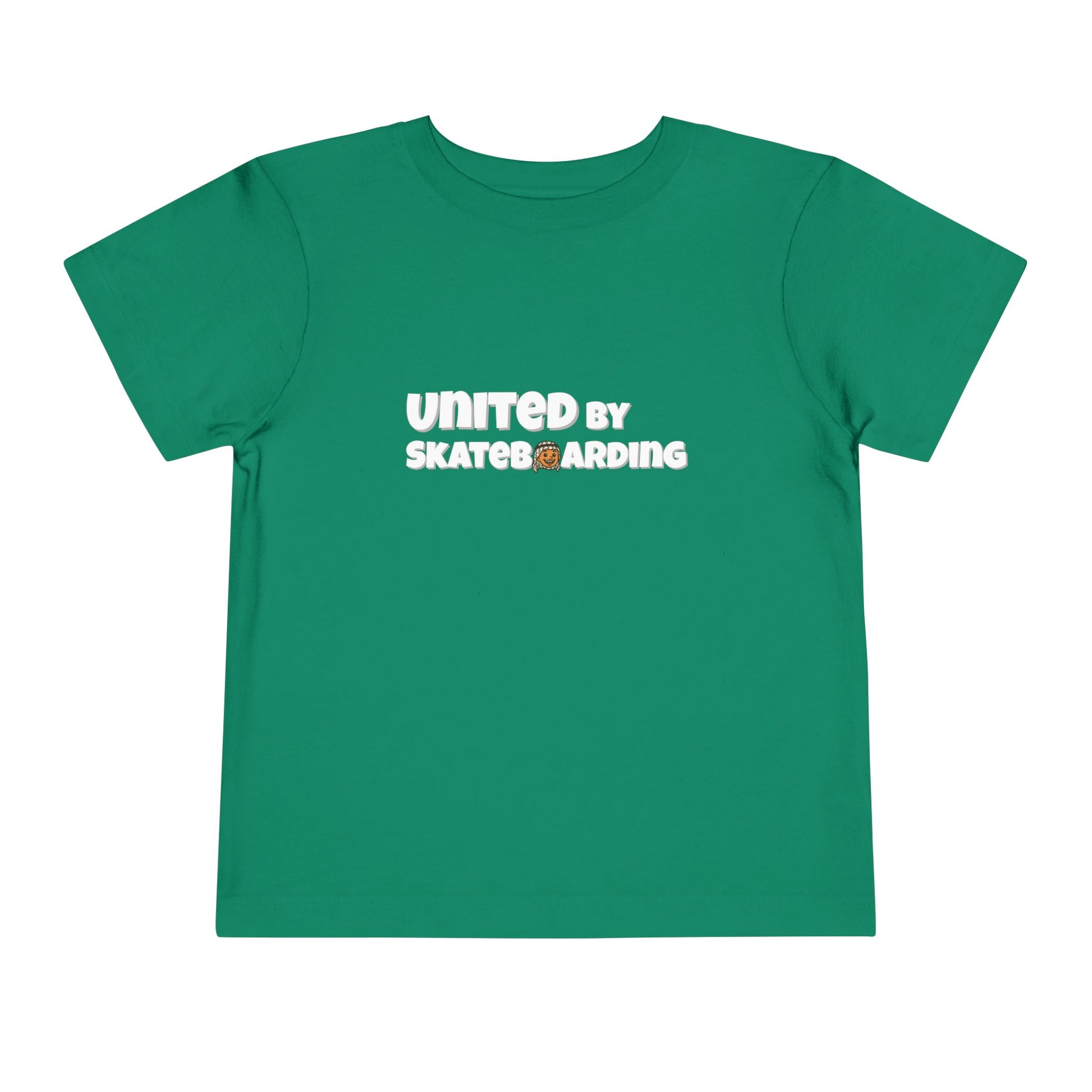 United For Gaza Skateboarding T-Shirt 100% Cotton Kid Front View Green Color