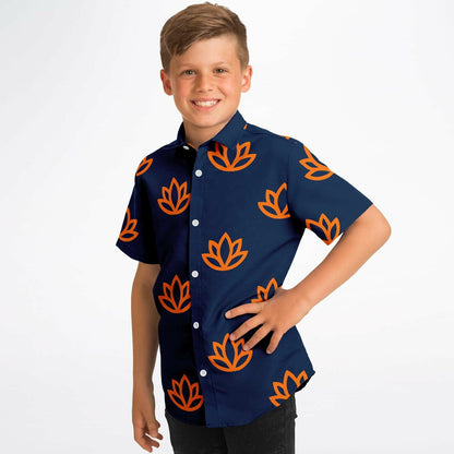 Kids and Youth Hawaiian Shirt Lotus Flower Boy Side View