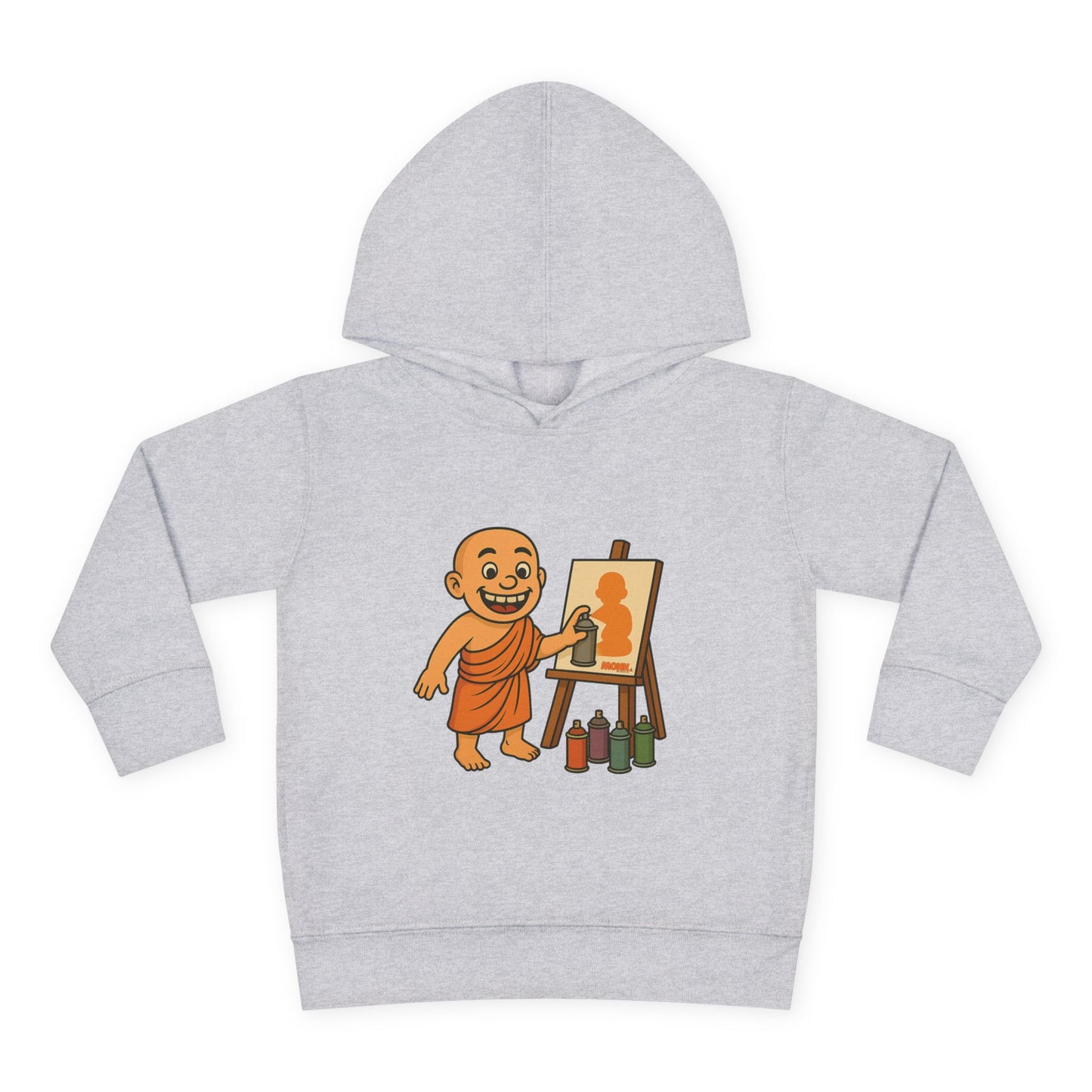 Kids Hoodie Warm Cotton Monk Hide and Seek Front View Heather Grey Color
