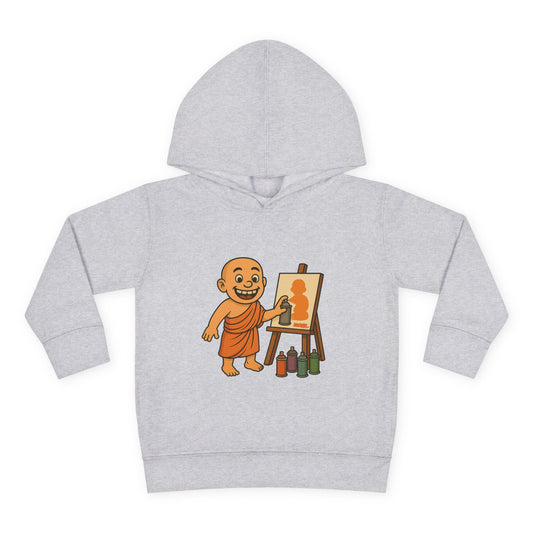 Kids Hoodie Warm Cotton Monk Hide and Seek Front View Heather Grey Color