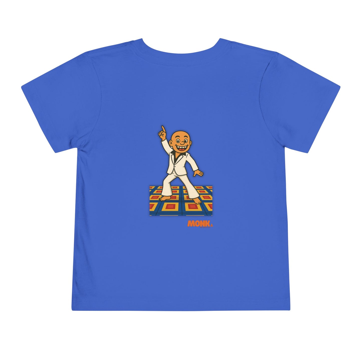 T-shirt Kid Cotton Monk Disco Back View True Royal Blue Color