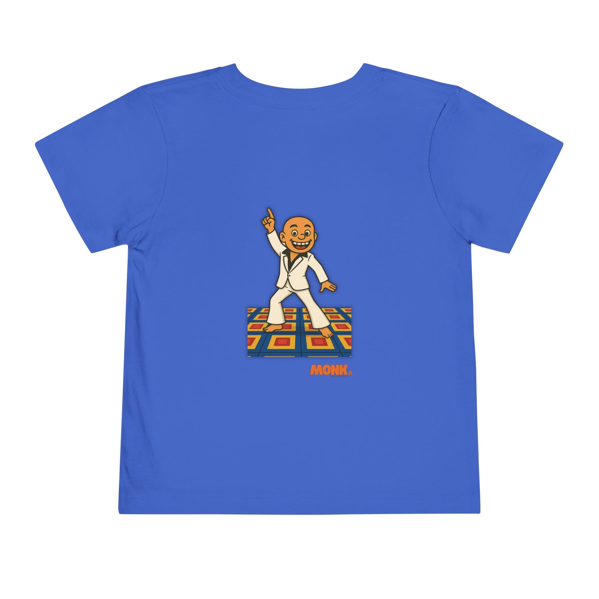T-shirt Kid Cotton Monk Disco Back View True Royal Blue Color