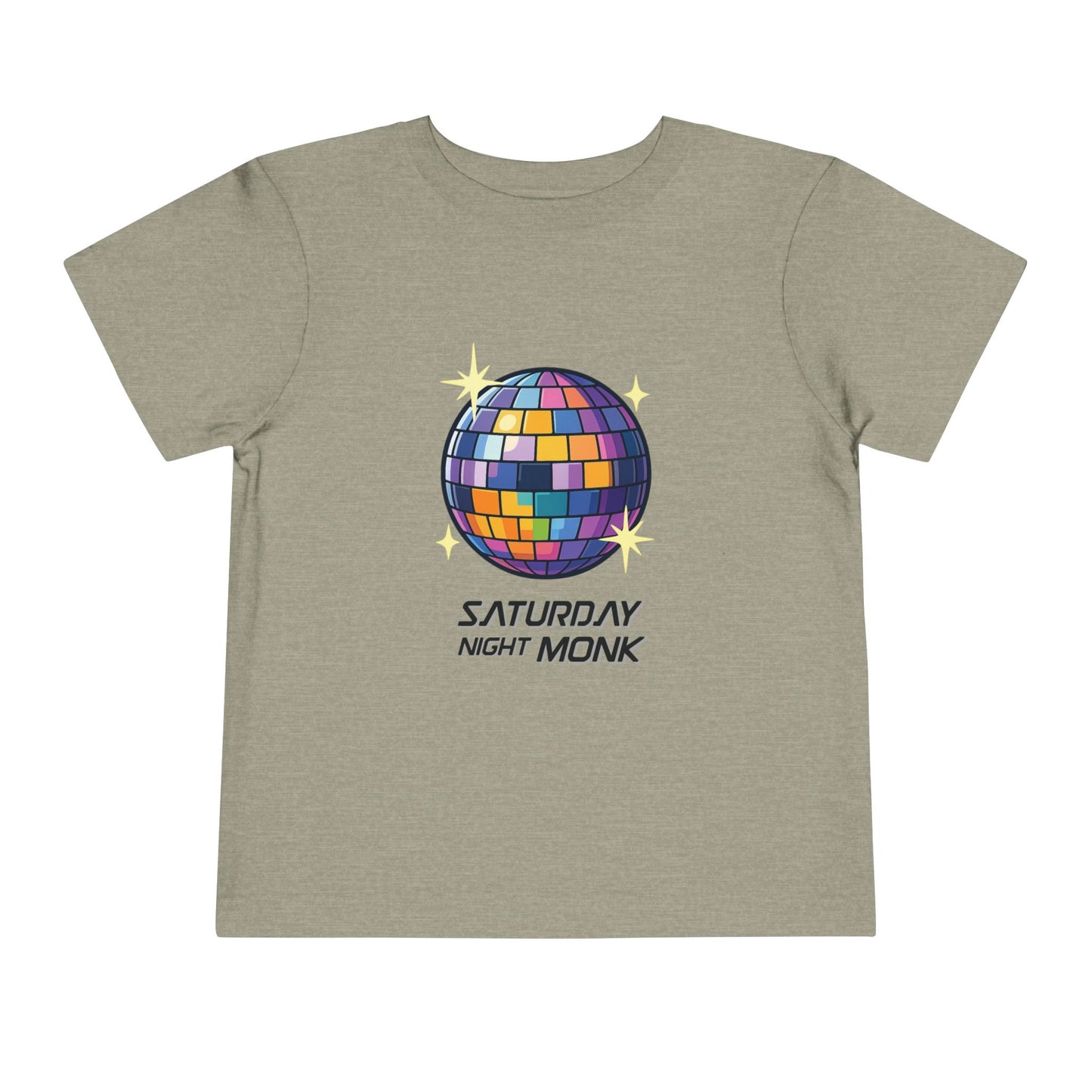 T-shirt Kid Cotton Monk Disco Front View Heather Stone Color