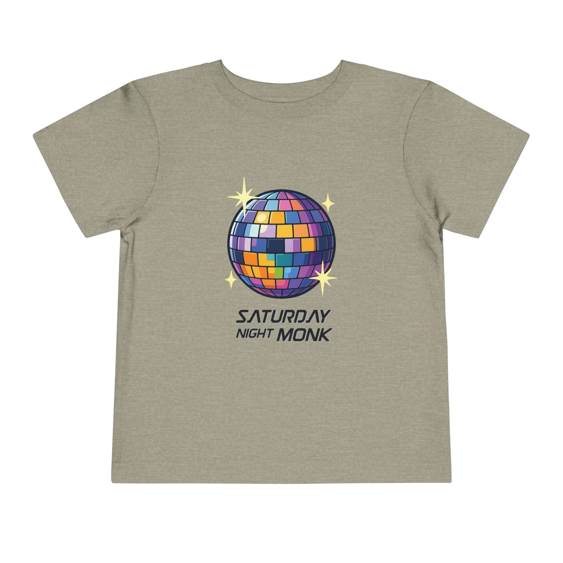 T-shirt Kid Cotton Monk Disco Front View Heather Stone Color