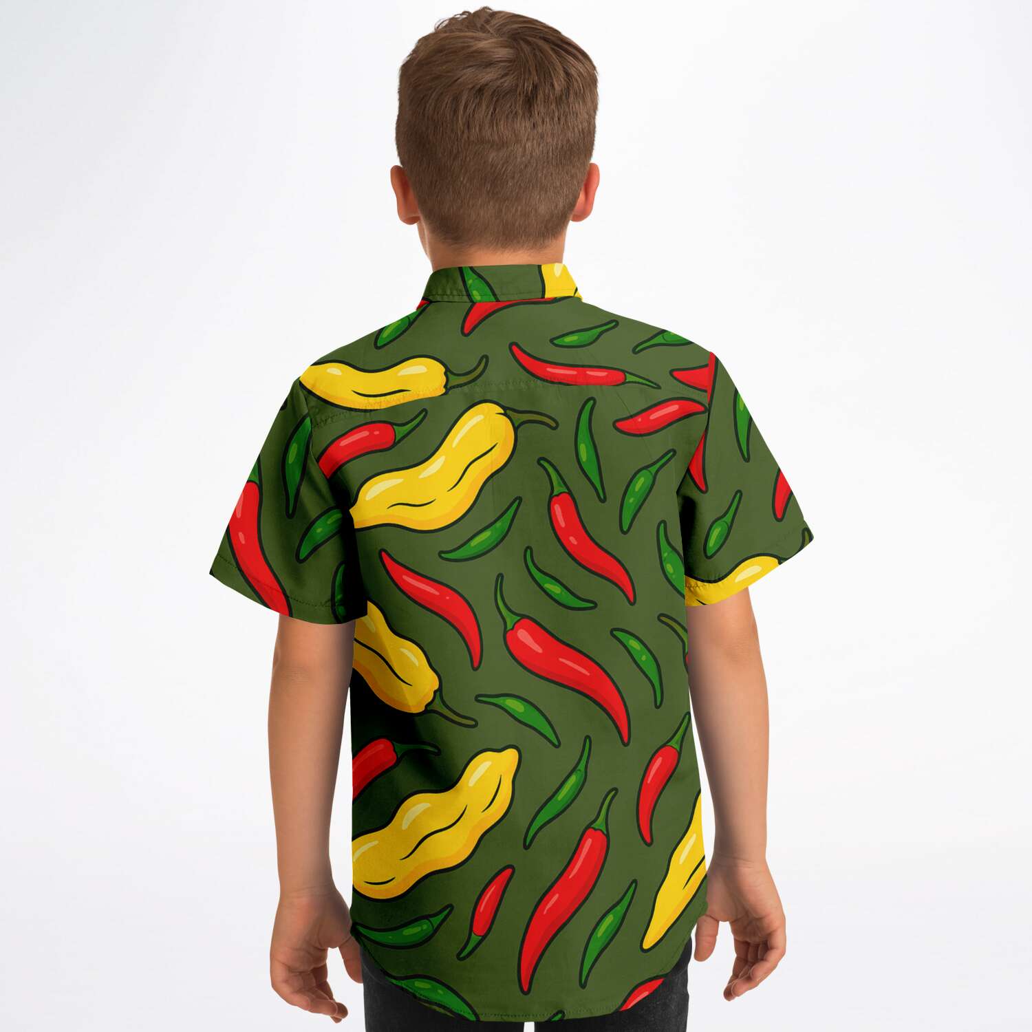 Kids/Youth Hawaiian Shirt Red Hot Chili Peppers Boy Back View