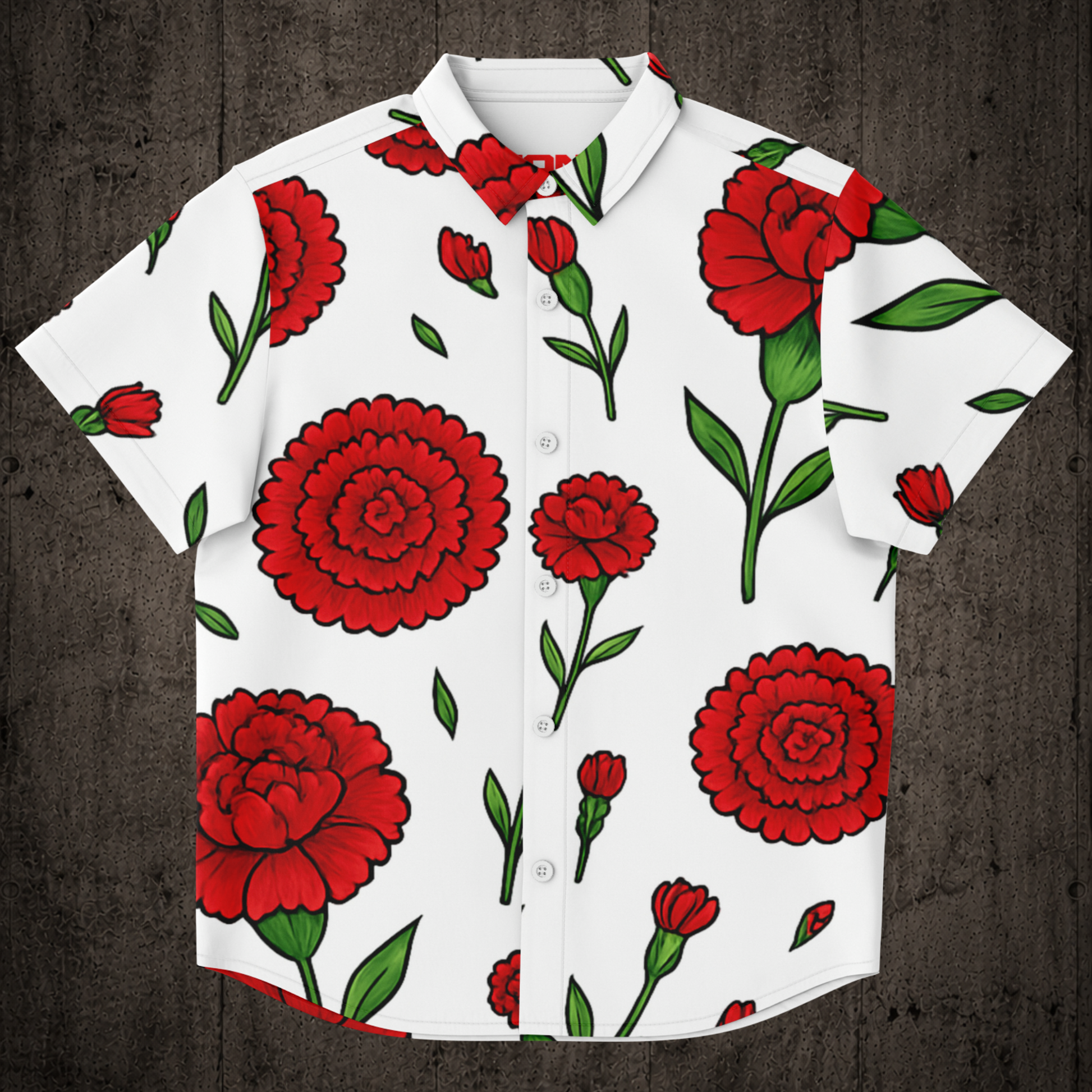 Cloves Hawaiian shirt featuring bold tropical prints, lightweight fabric and urban-inspired style.
