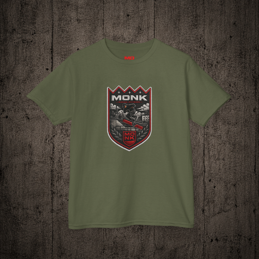 Coat of Arms Youth graphic t-shirt in Military Green inspired by freestyle scootering culture and rider community.