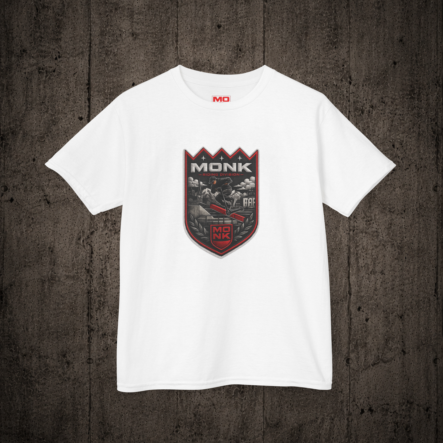 Coat of Arms Youth graphic t-shirt in White inspired by freestyle scootering culture and rider community.