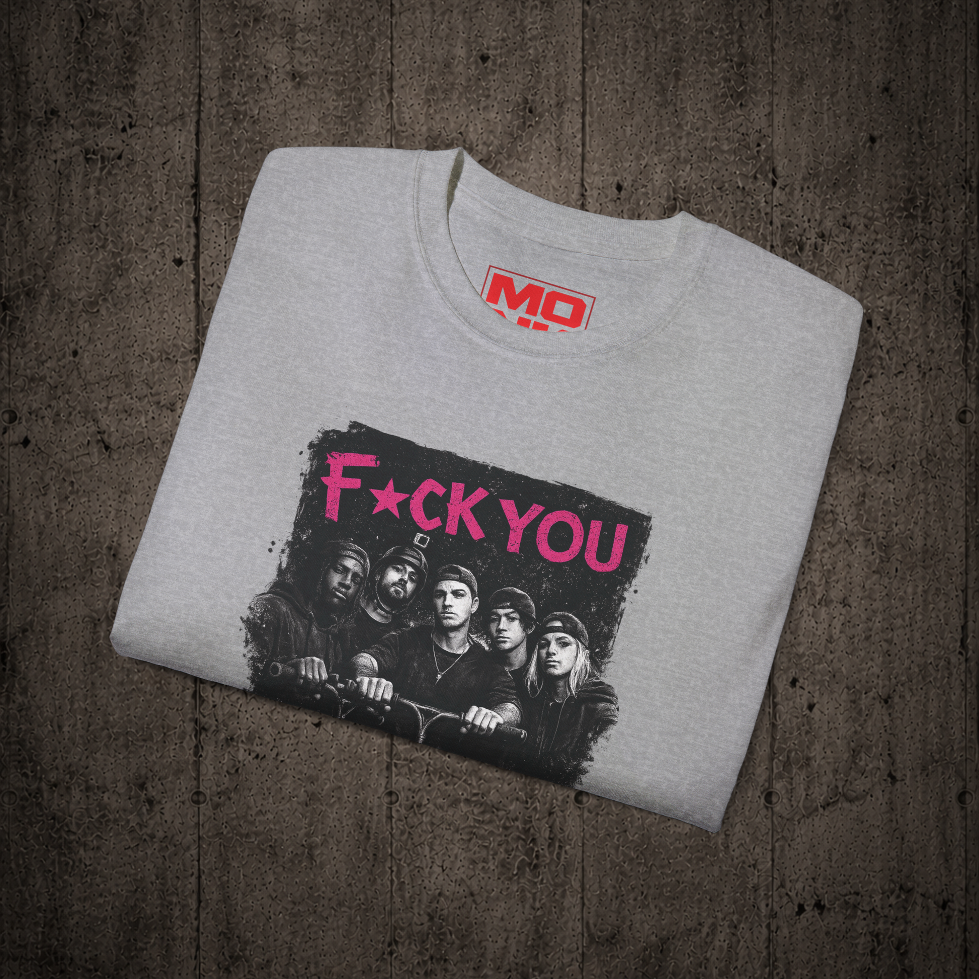 Folded Sport Grey F*CK YOU graphic t-shirt by MONK featuring premium streetwear artwork.