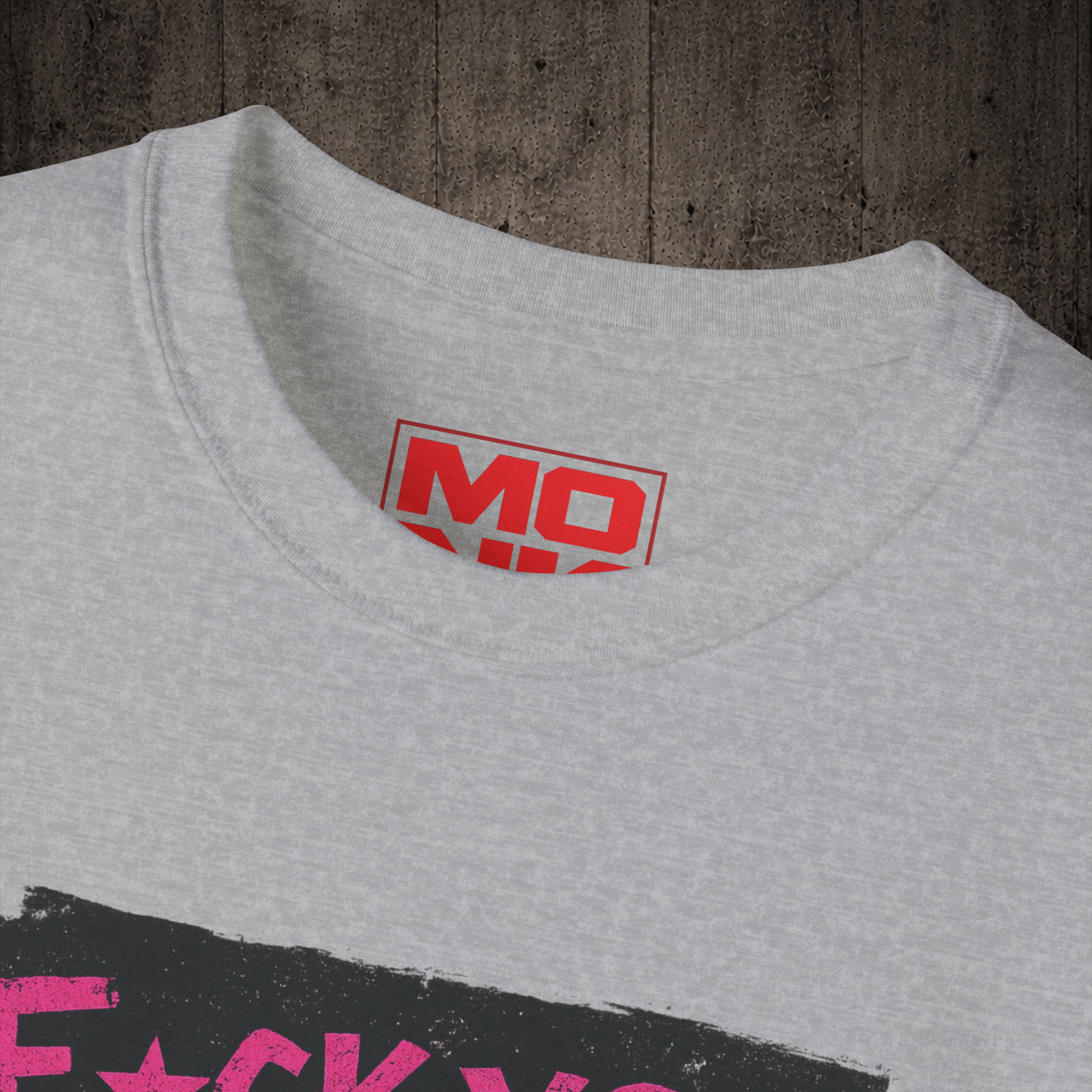 F*CK YOU graphic t-shirt colar detail in Sport Grey inspired by freestyle scootering and urban culture.