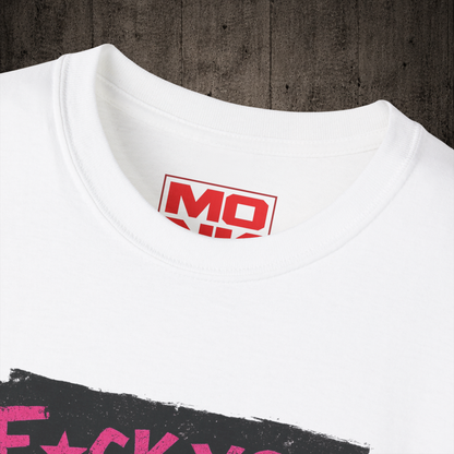 F*CK YOU graphic t-shirt colar detail  in White inspired by freestyle scootering and urban culture.