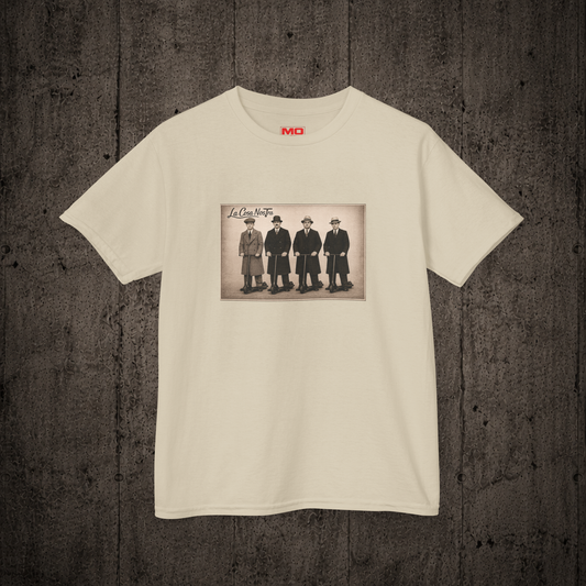 La Cosa Nostra Youth graphic t-shirt in Sand inspired by freestyle scootering culture and rider friendships.