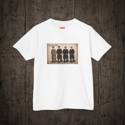 La Cosa Nostra Youth graphic t-shirt in White inspired by freestyle scootering culture and rider friendships.