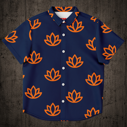 Lotus Flower Hawaiian shirt featuring bold floral graphics, lightweight fabric and urban-inspired style.