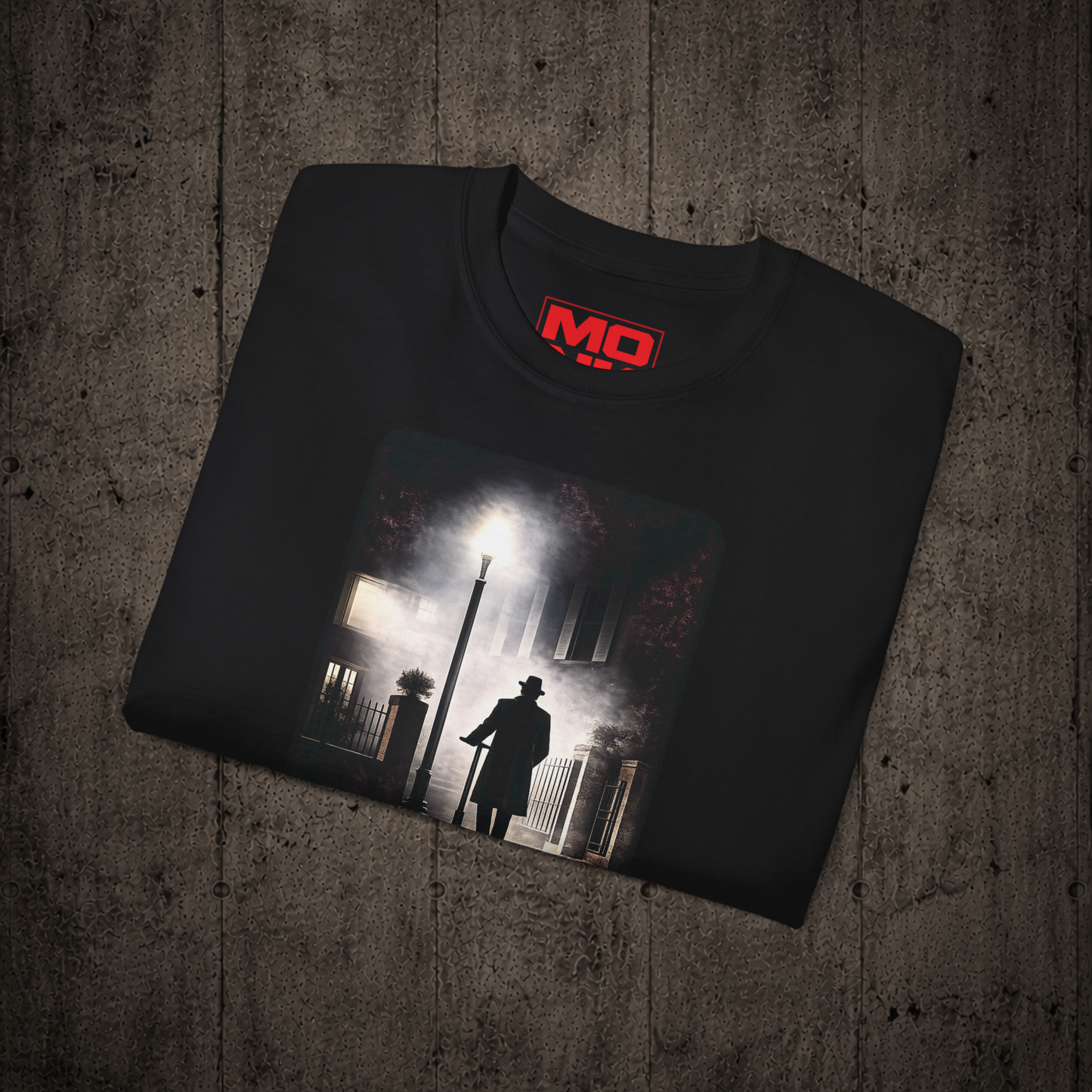Folded Black The Rider graphic t-shirt by MONK featuring premium streetwear artwork.