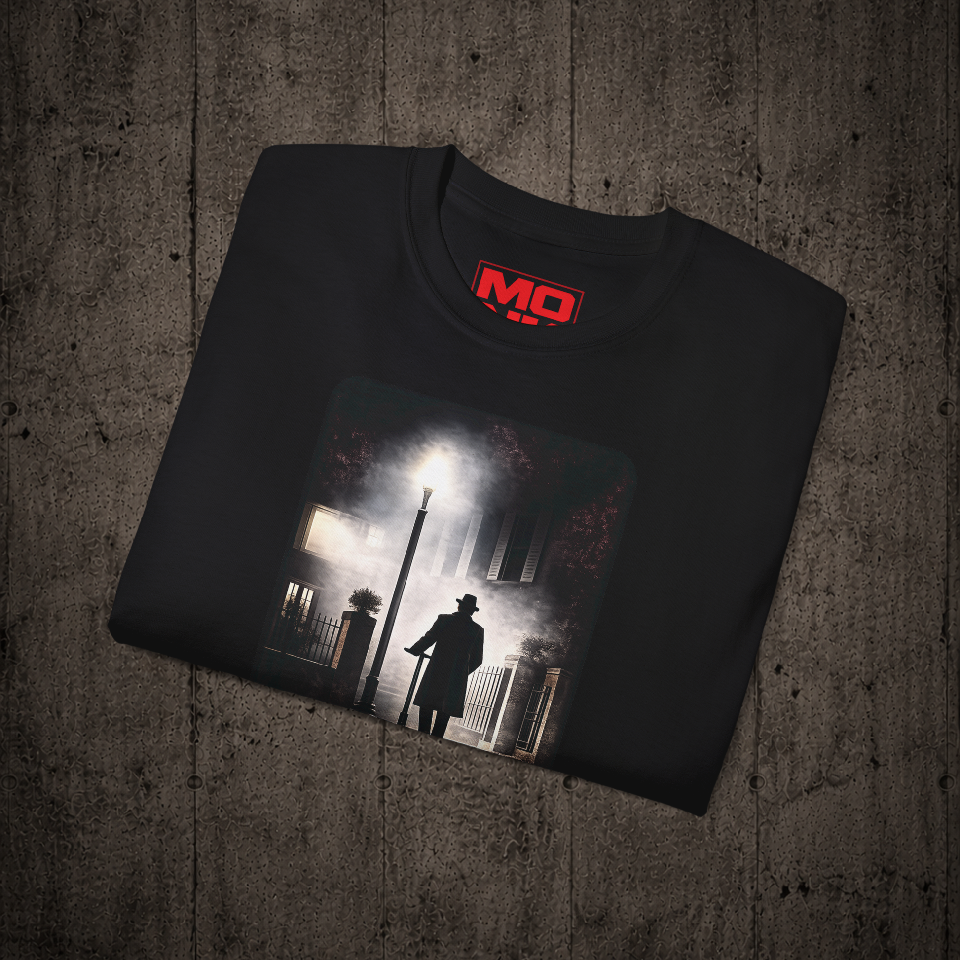 Folded Black The Rider graphic t-shirt by MONK featuring premium streetwear artwork.