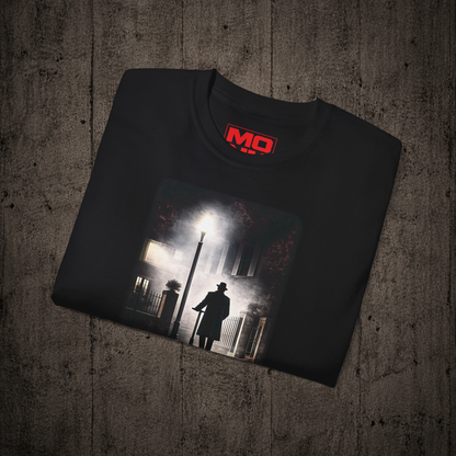 Folded Black The Rider graphic t-shirt by MONK featuring premium streetwear artwork.